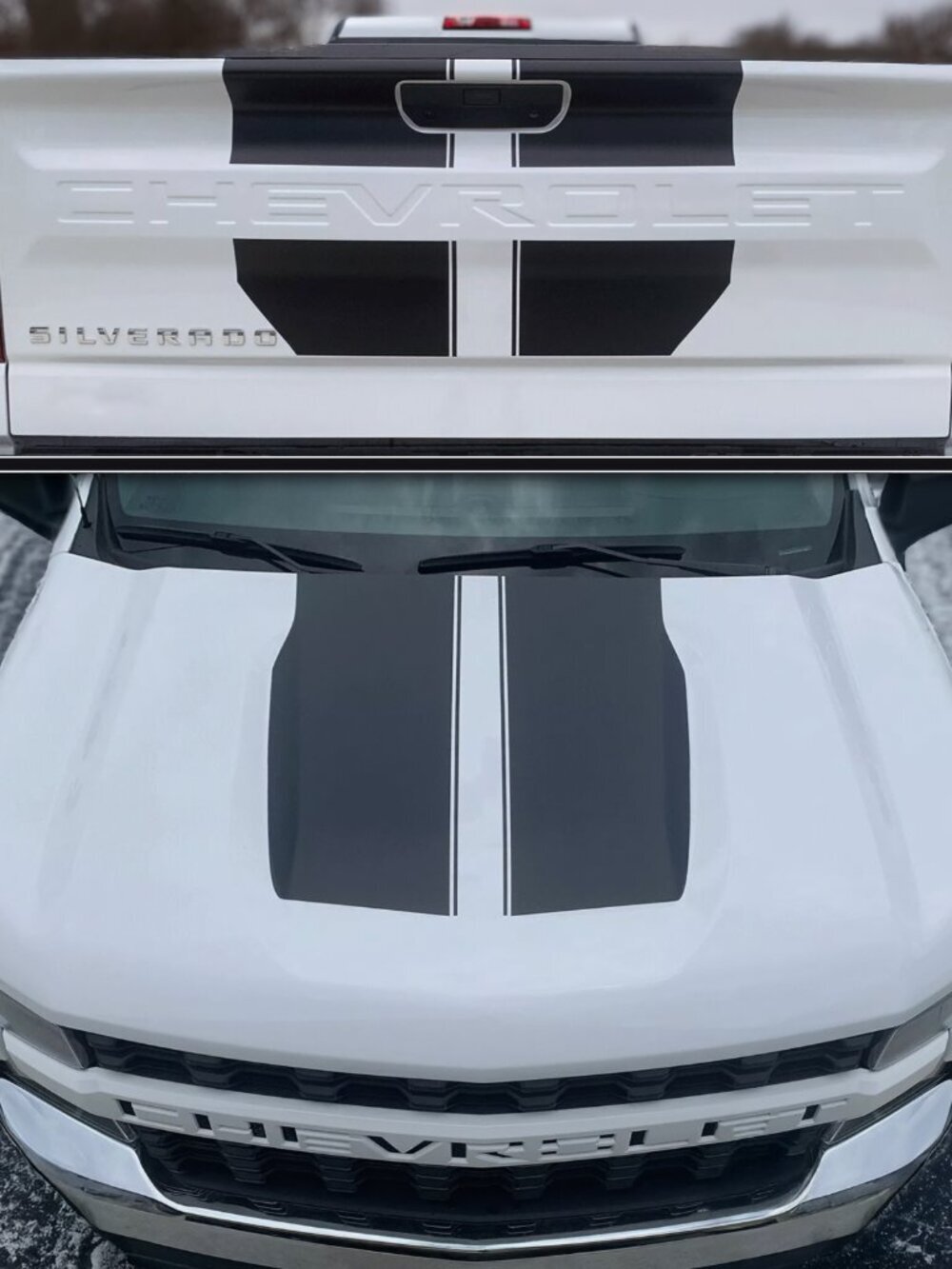 FULL SET Chevrolet Silverado Vinyl Stripes Decals 2019 - 2025 in Matte Black